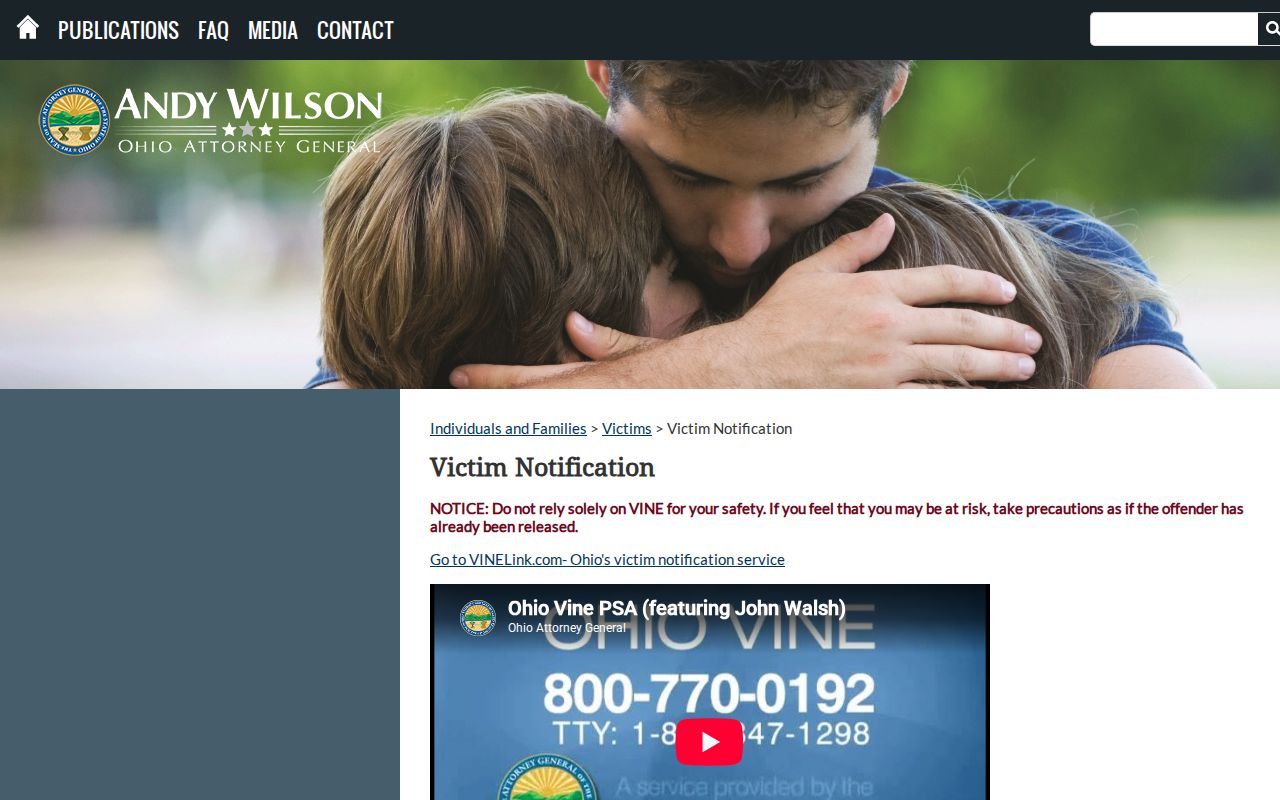 Ohio notification methods for Erie County VINE release alerts